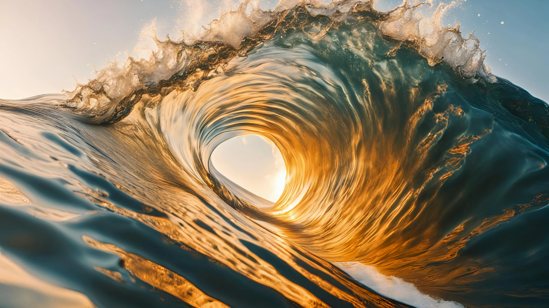 Ocean wave rising and curling above the water.
